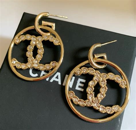 chanel earrings cc hoops|Chanel earrings latest design.